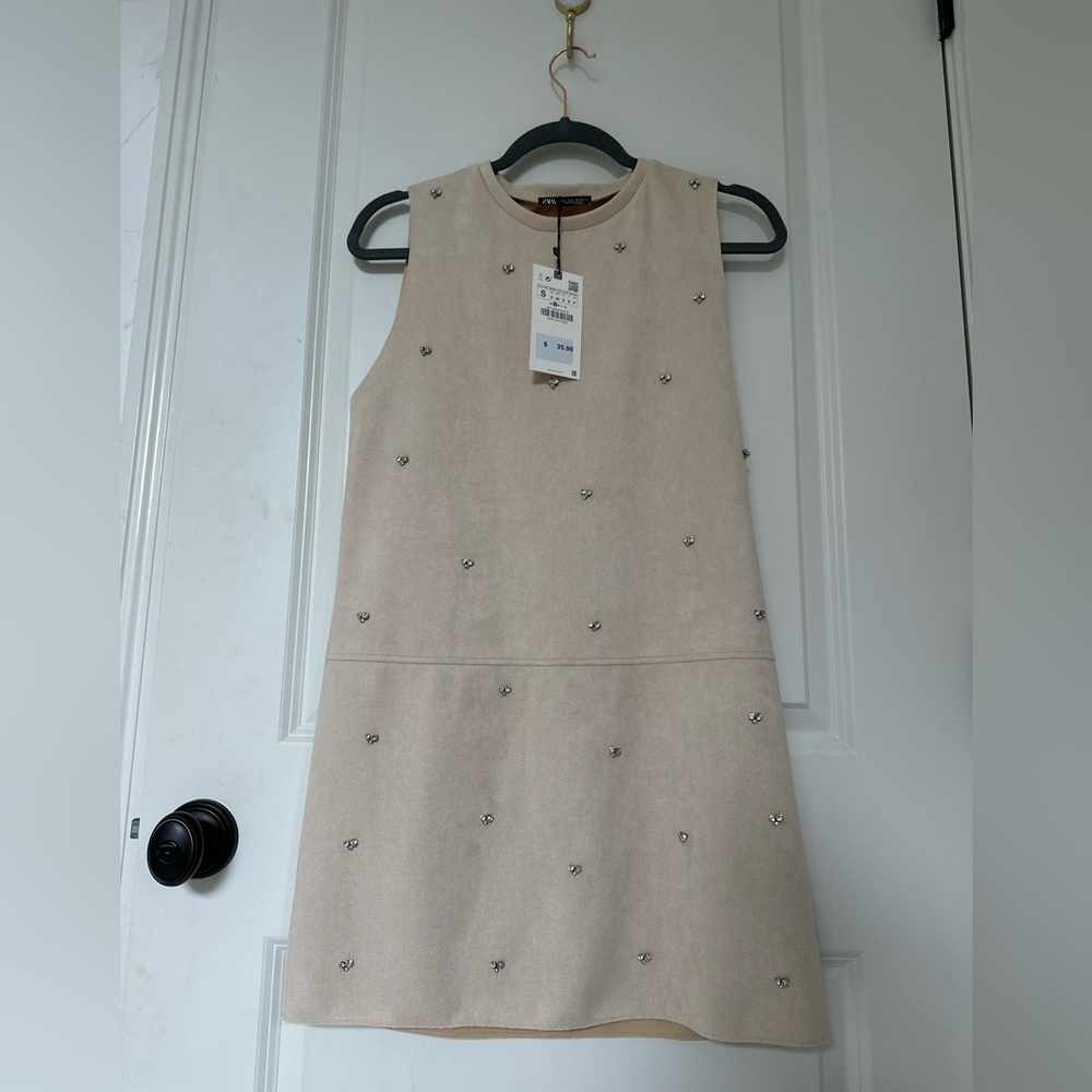 Brand new Zara suede dress with rhinestones never worn